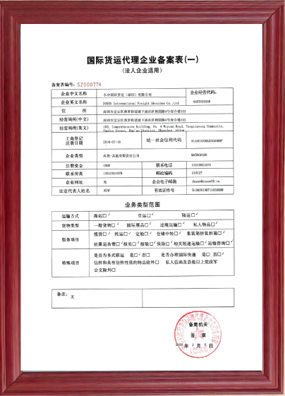 国际货运代理企业备案